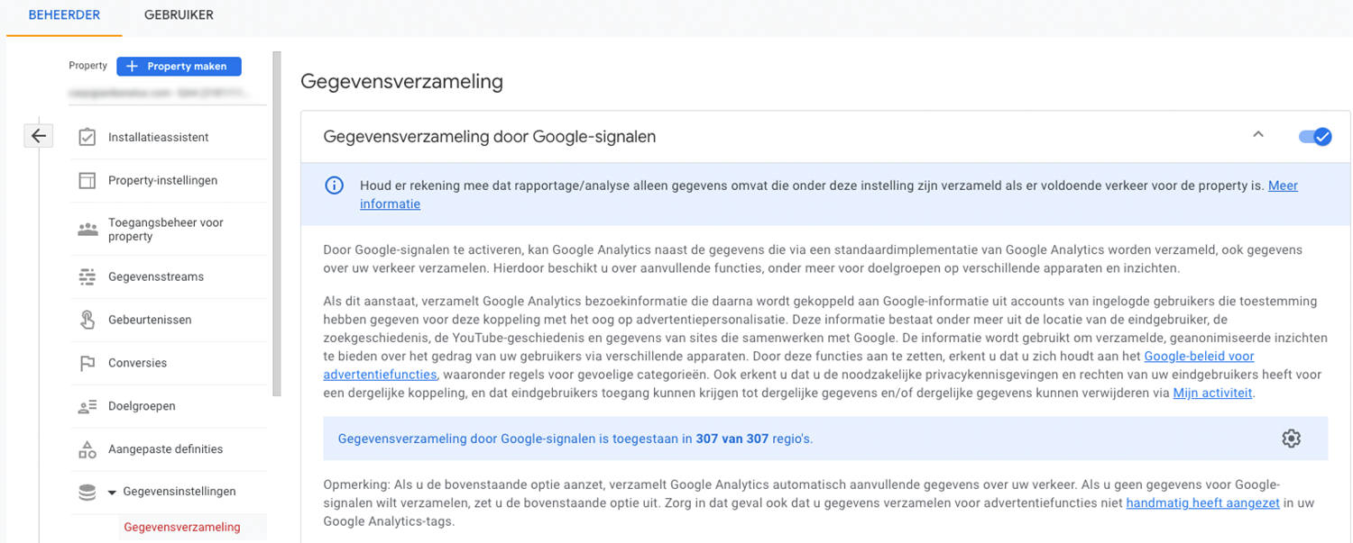 Gegevensverzameling door google signalen