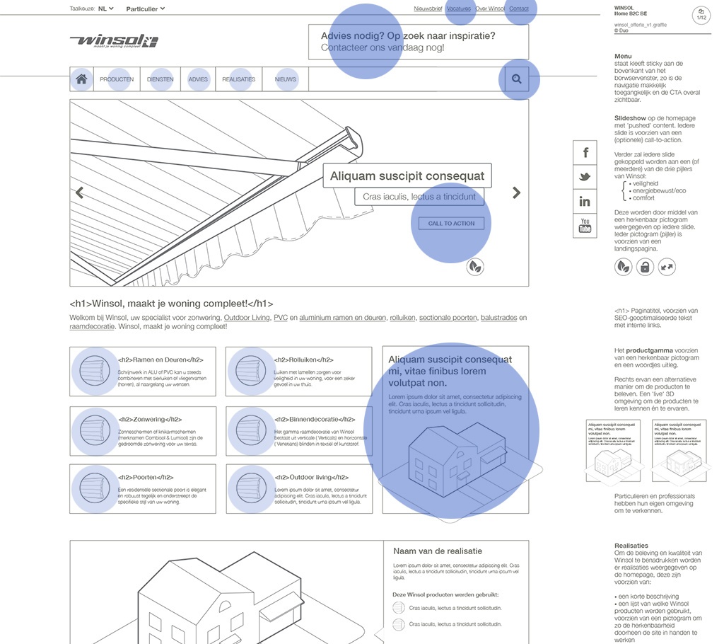 Wireframe met See-Think-Do zone's. (Winsol, 2015)