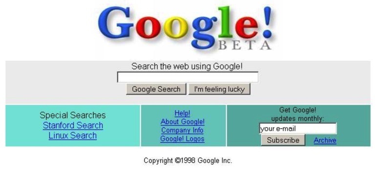 Google Beta homepage (1998)