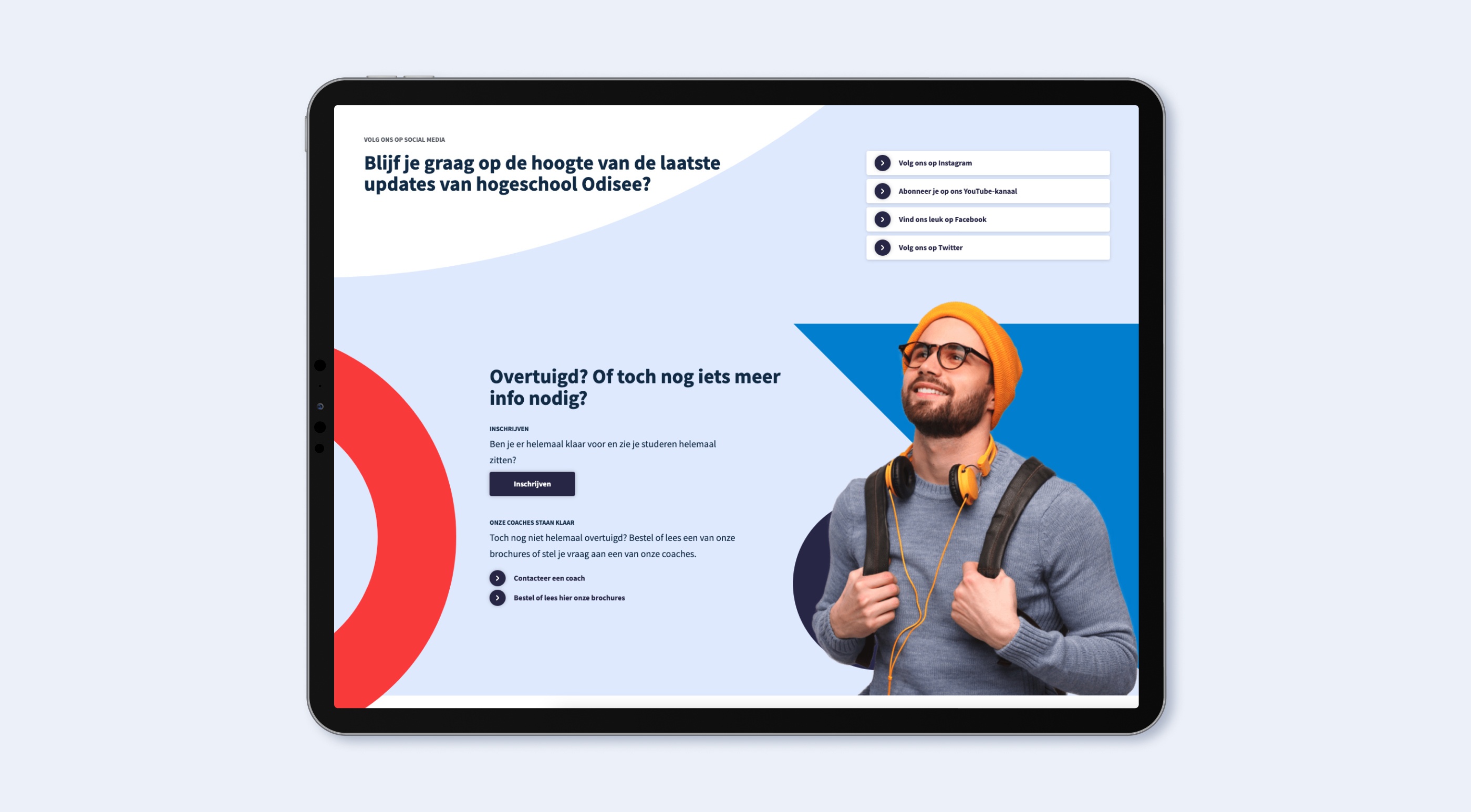 Odisee website mockup