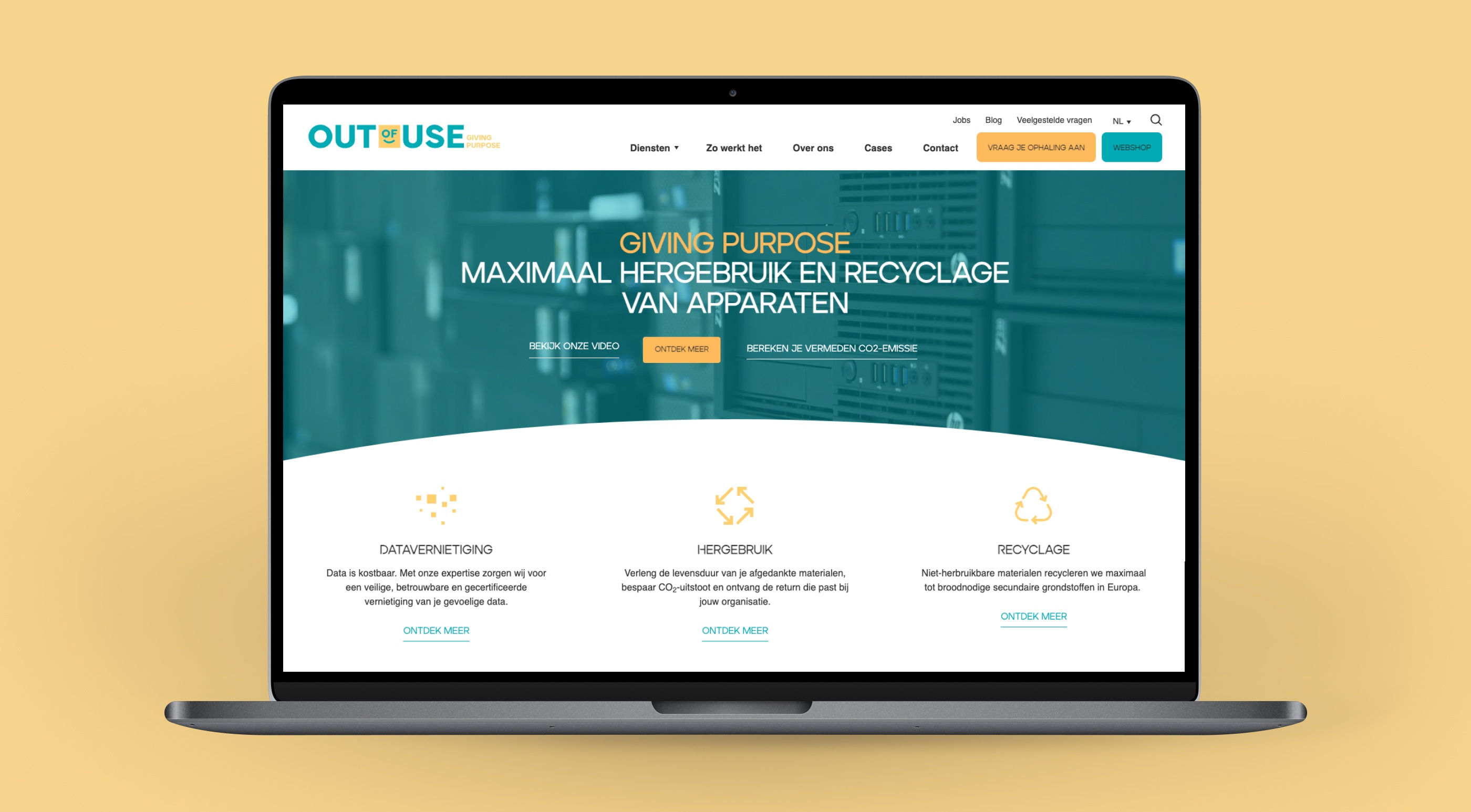 Out of Use mockup website